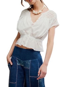 Blusa peplum Free People manga corta para mujer