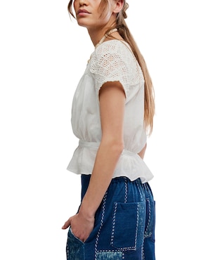 Blusa peplum Free People manga corta para mujer