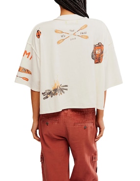 Playera manga al codo Free People cuello redondo para mujer