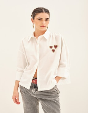 Blusa camisera Rapsodia manga 3/4 para mujer