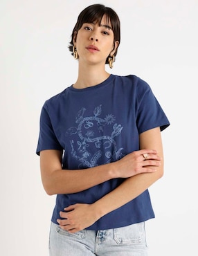 Playera manga corta Scotch & Soda cuello redondo para mujer