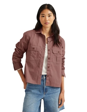 Sobrecamisa Eddie Bauer de algodón manga larga para mujer