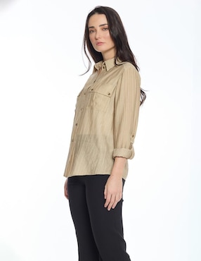 Blusa camisera Foley's manga larga para mujer
