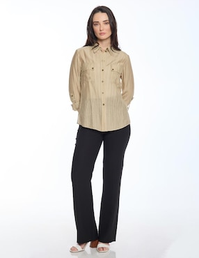 Blusa camisera Foley's manga larga para mujer