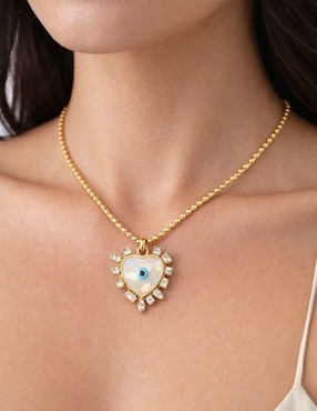 Collar de corazón Yoiko Amuleto baño de oro 18 K