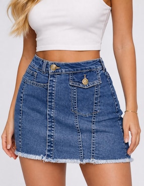 Falda short Obs Jeans de mezclilla a la cintura alta