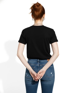 Set playera manga corta Indicum Denim cuello redondo para mujer