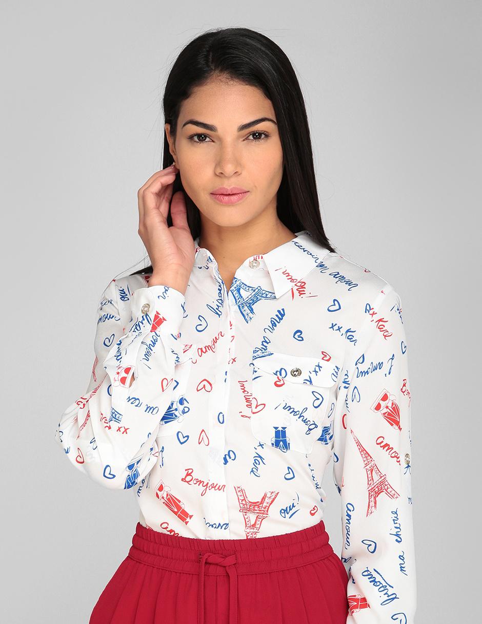Blusa Karl Lagerfeld Paris manga larga estampada en Liverpool