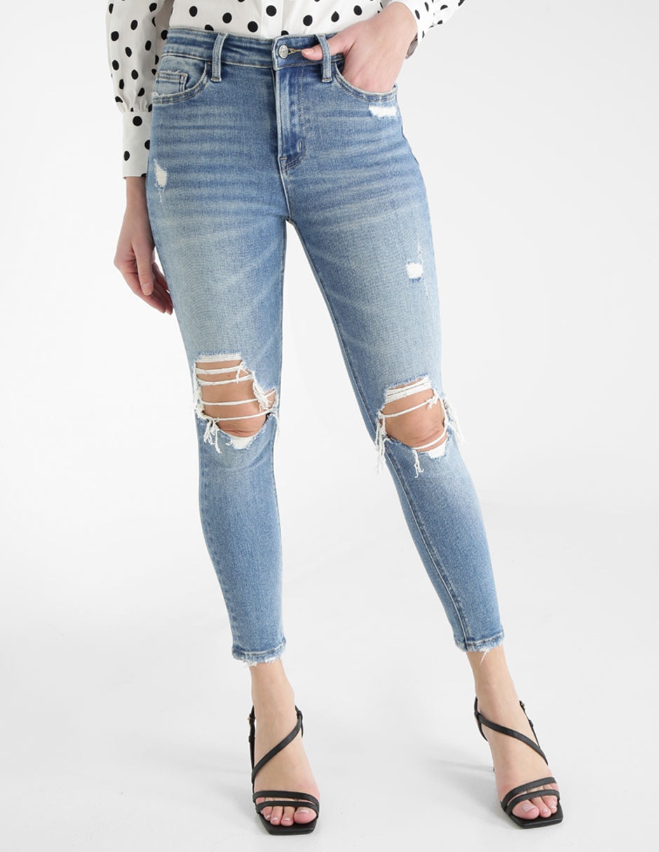 Jeans skinny Flying Monkey lavado destruido corte a la cintura para mujer  en Liverpool