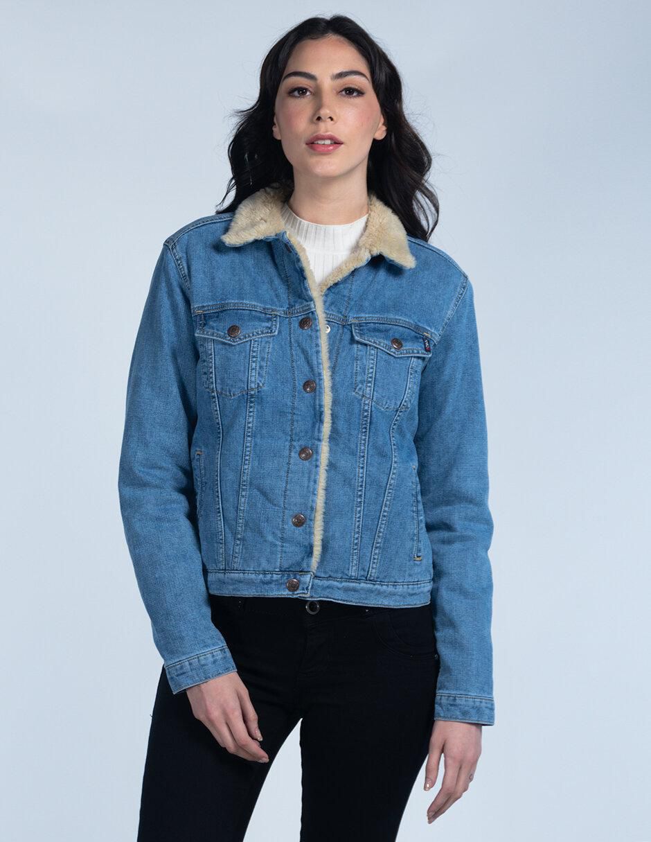 Mezclilla Chamarra Cazadora Mujer Liverpool Chamarra Cuadra