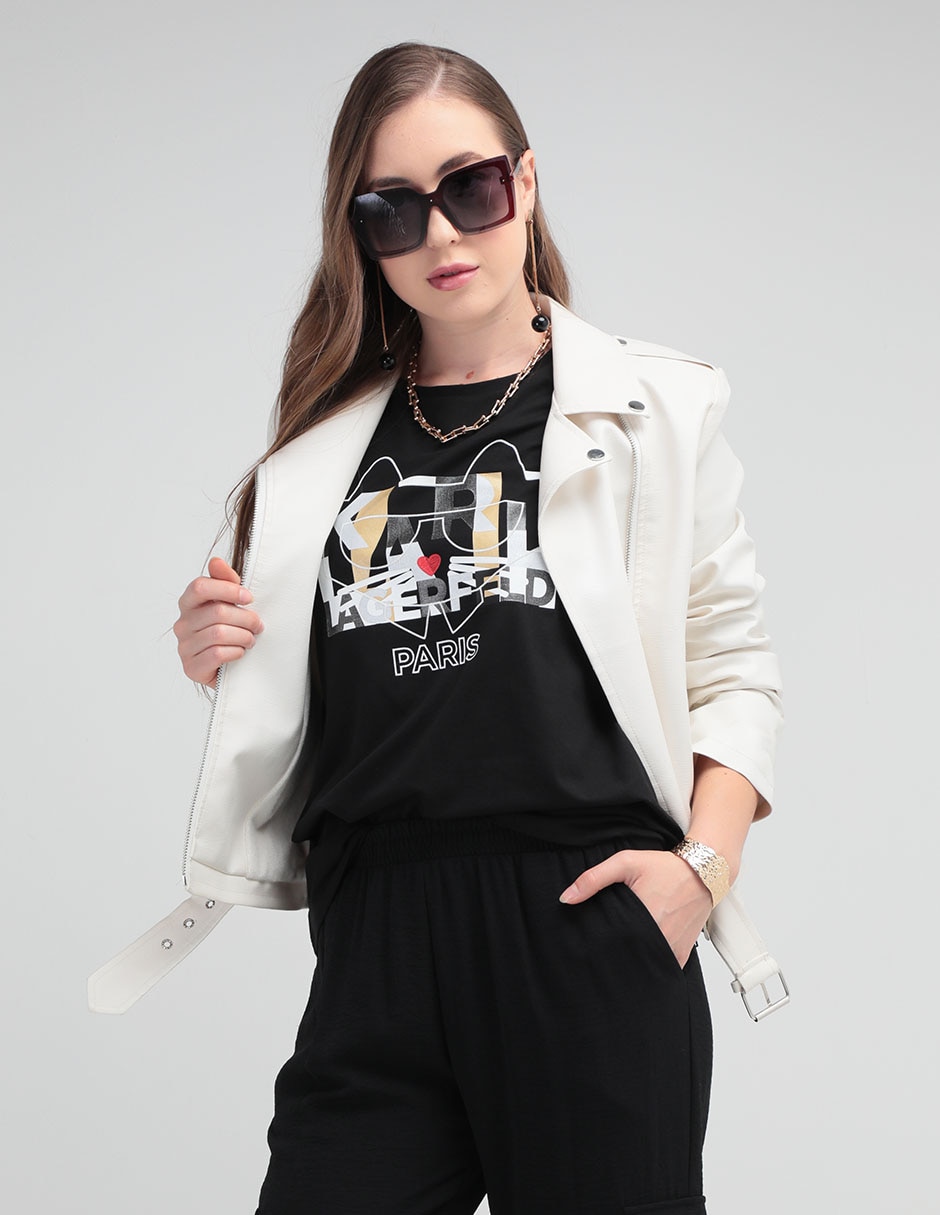 Playera manga corta cuello redondo para mujer 1