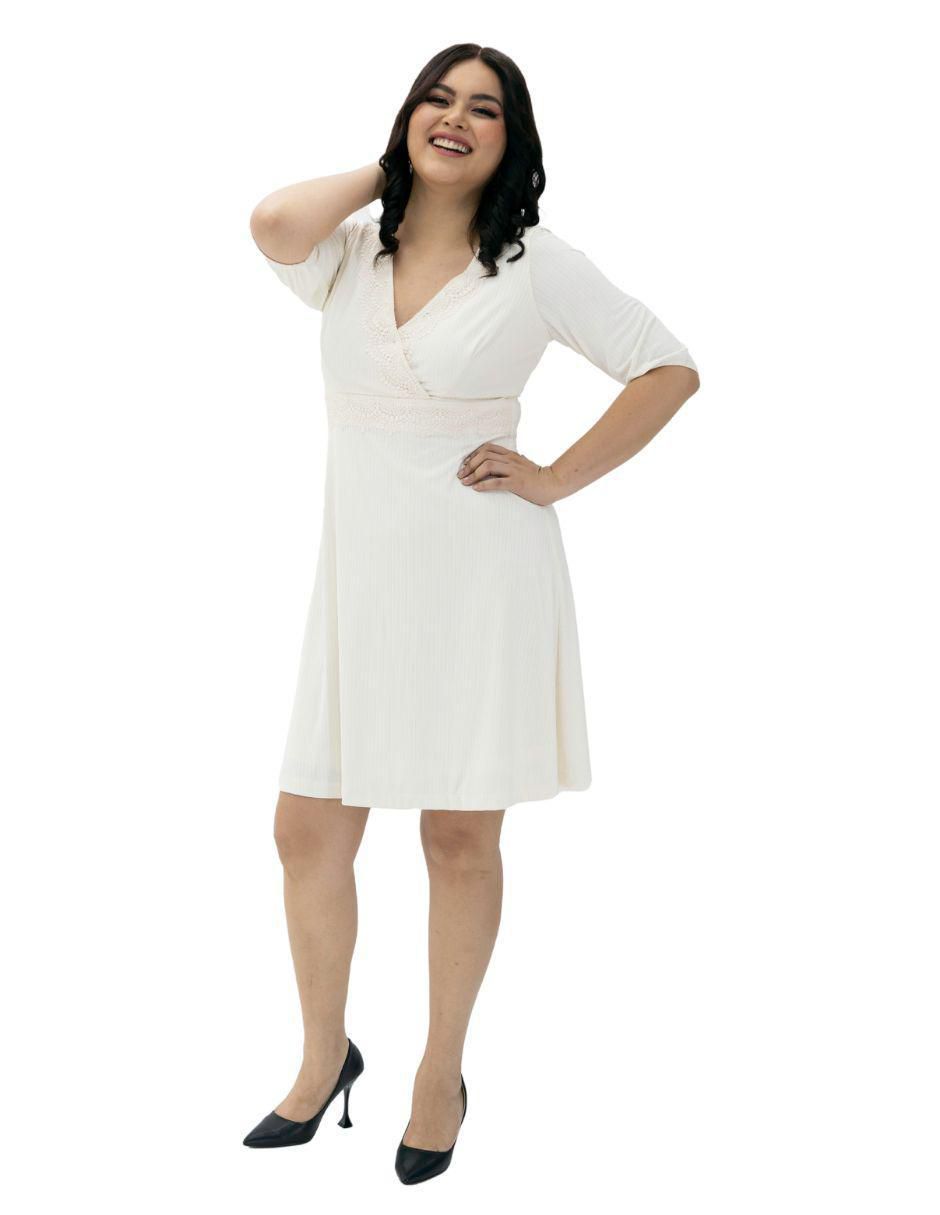 Vestido a la rodilla de fiesta escote v para mujer 4
