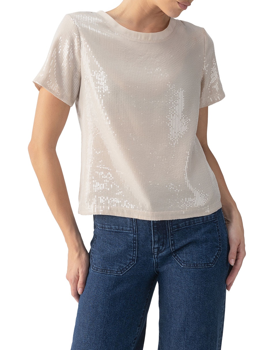 Playera manga corta cuello redondo para mujer Playera manga corta cuello redondo para mujer