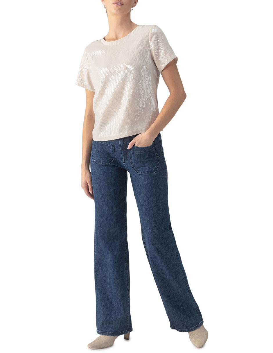 Playera manga corta cuello redondo para mujer 3