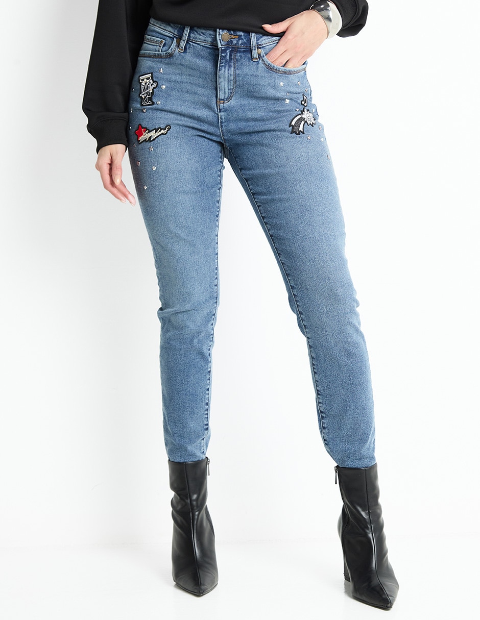 Jeans skinny corte cintura para mujer 1