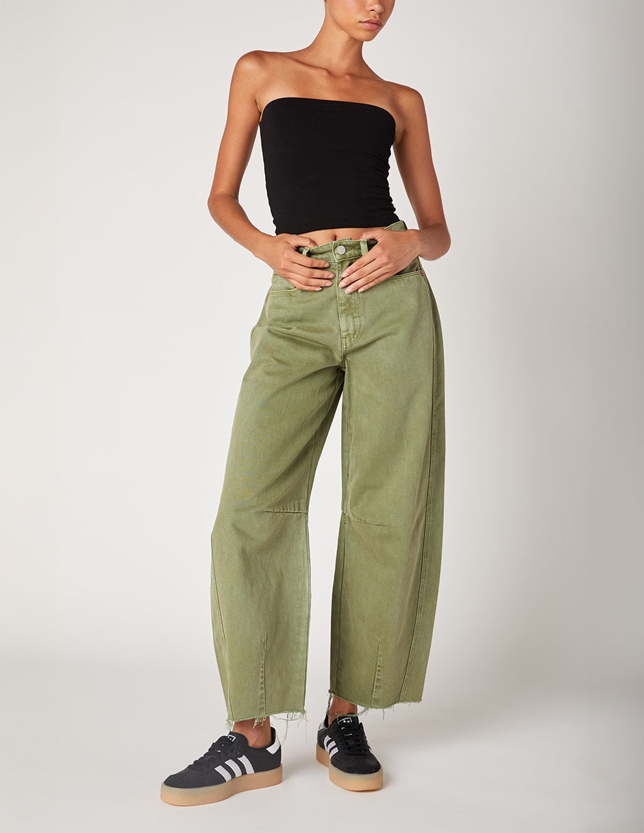 Jeans relaxed wide leg corte cintura para mujer 2