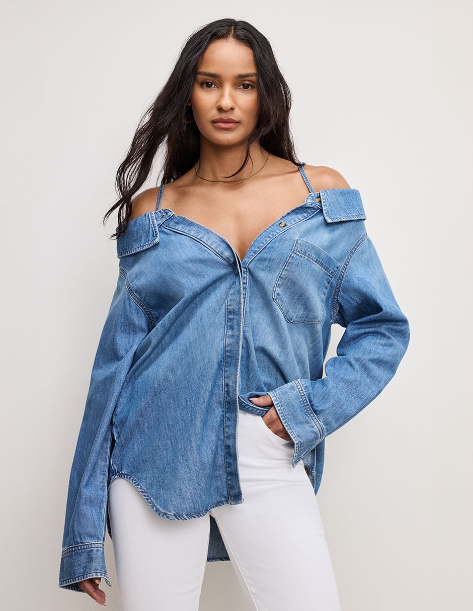 Blusa Camisera Blusas Mezclilla Mujer Mezclilla Outfit Camisa - Main Image