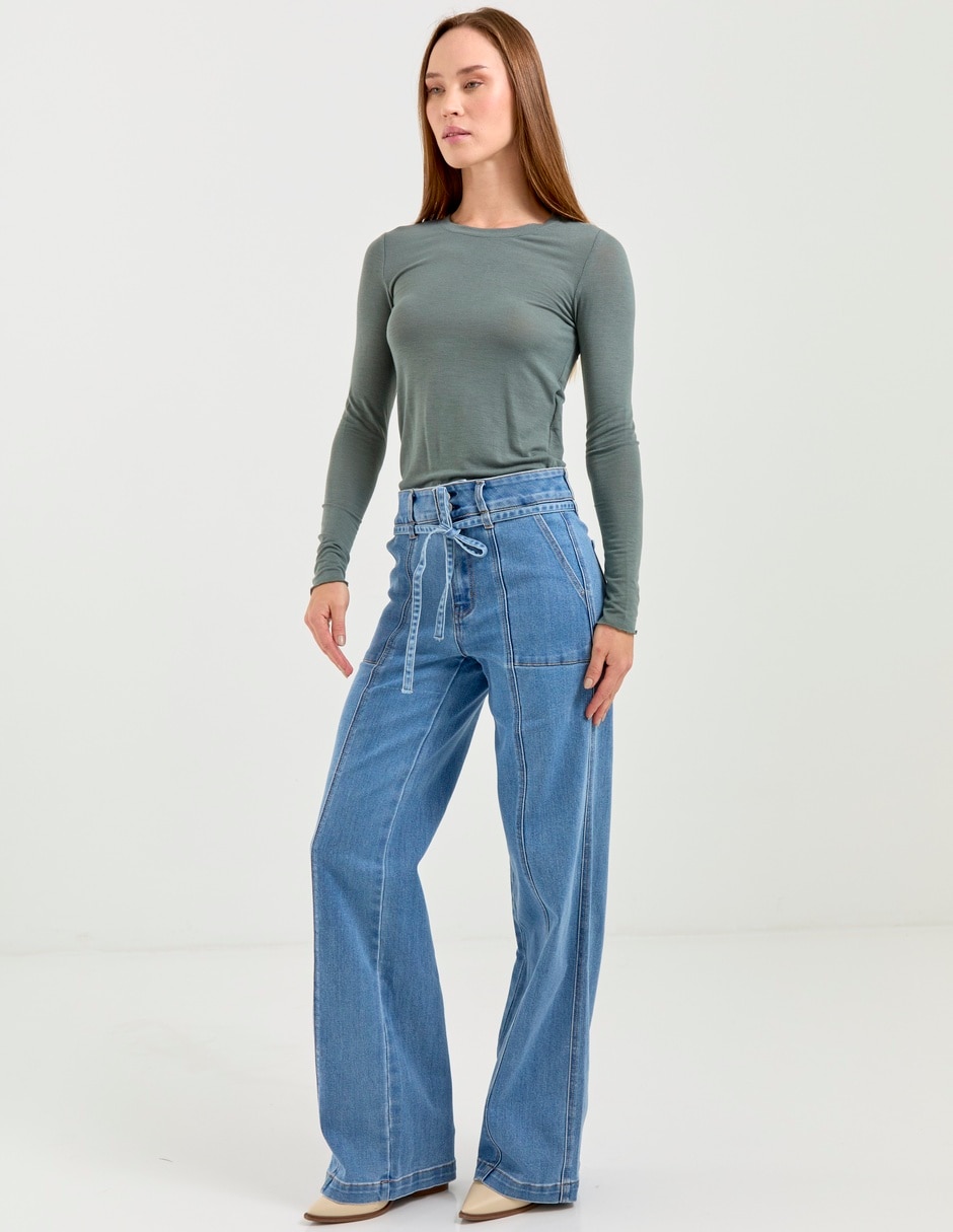 Jeans relaxed campana para mujer 3