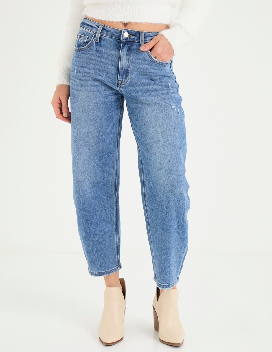 Jeans straight corte cintura baja para mujer