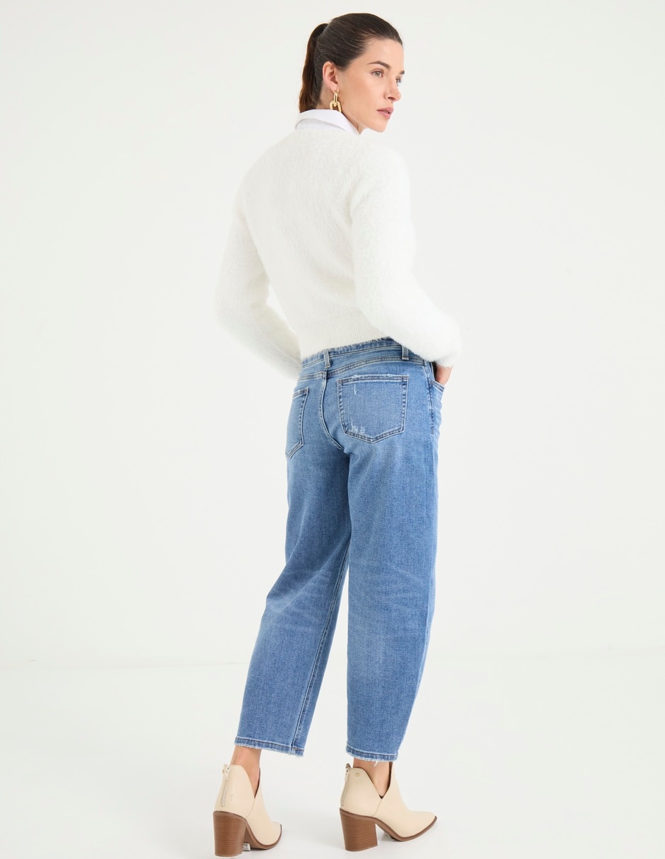 Jeans straight corte cintura baja para mujer 2