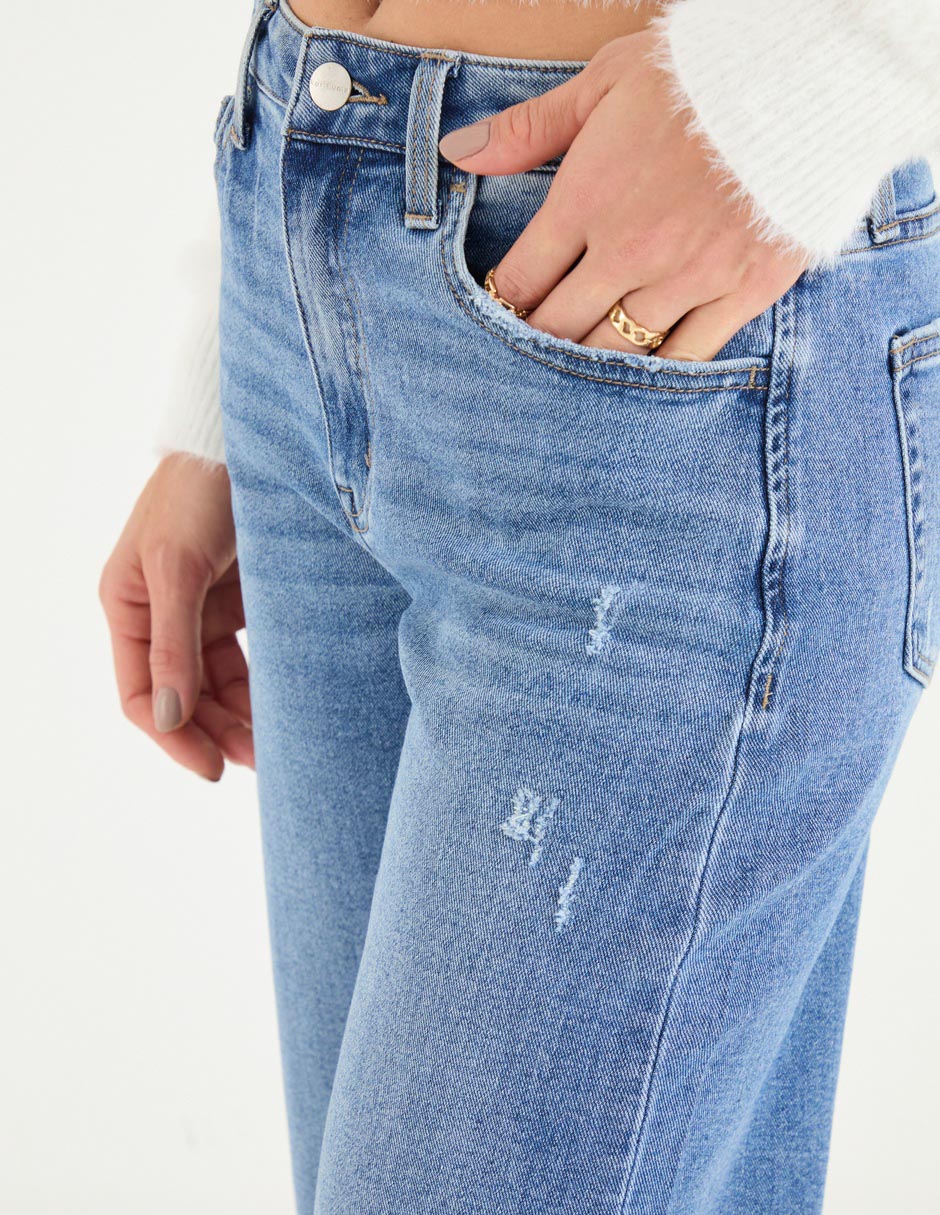 Jeans straight corte cintura baja para mujer 4