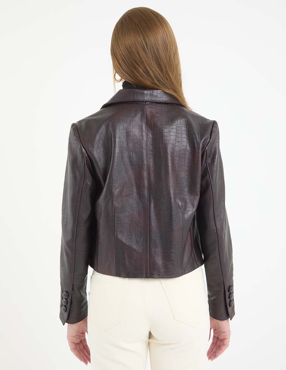 Chamarra casual de piel para mujer 2