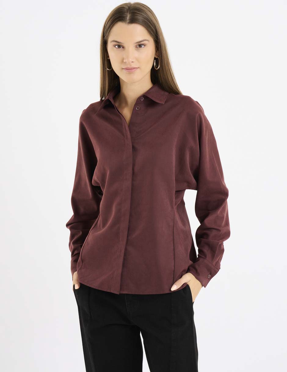 Blusa camisera manga larga para mujer