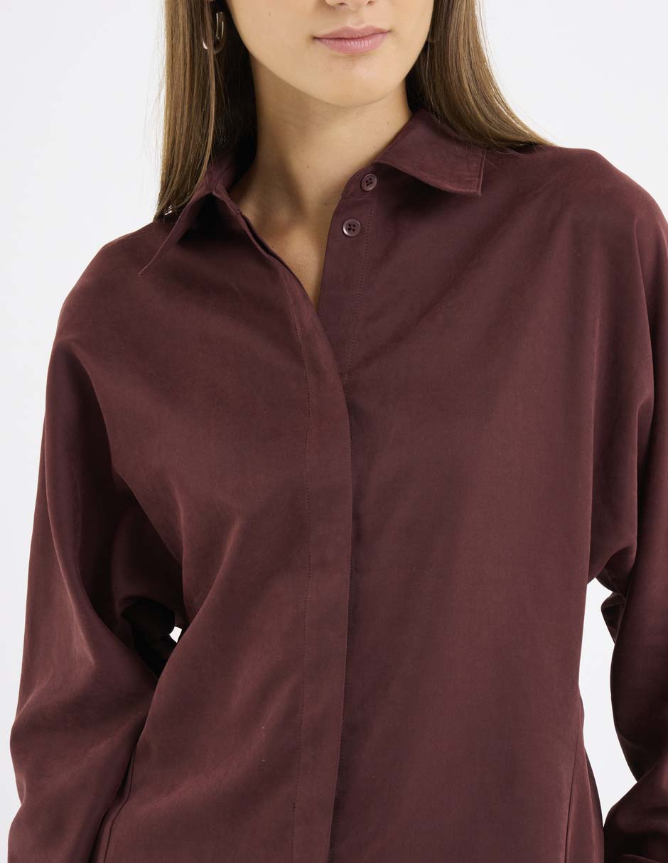 Blusa camisera manga larga para mujer 4