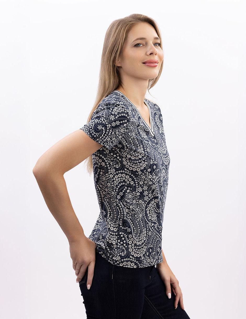 Playera manga corta cuello V para mujer 2