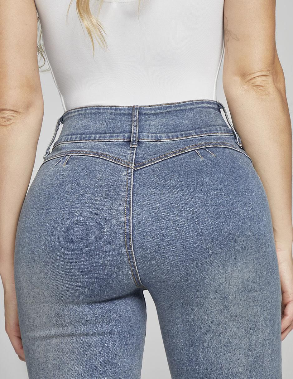 Jeans ultra skinny corte cintura alta para mujer 3