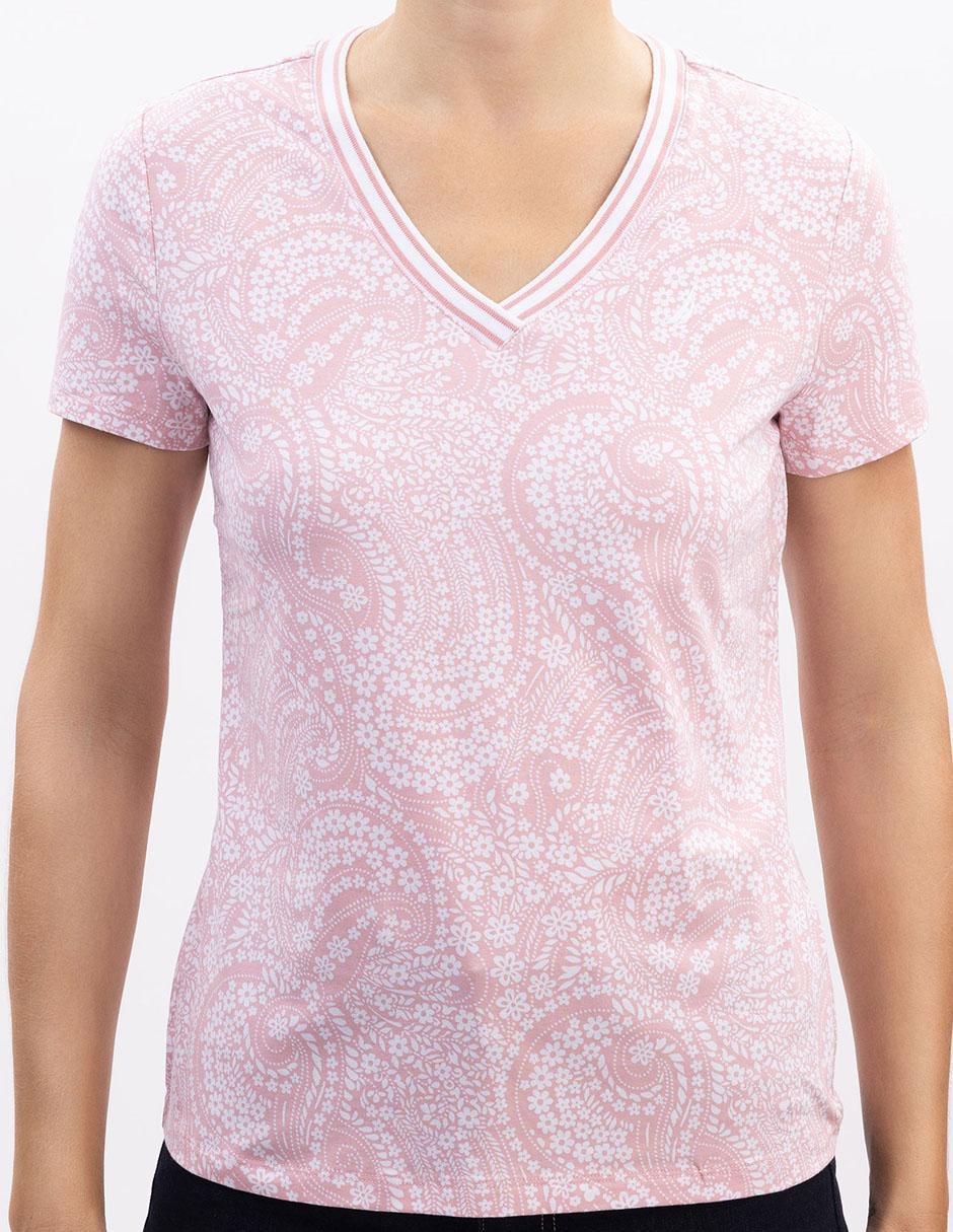 Playera manga corta cuello V para mujer 4