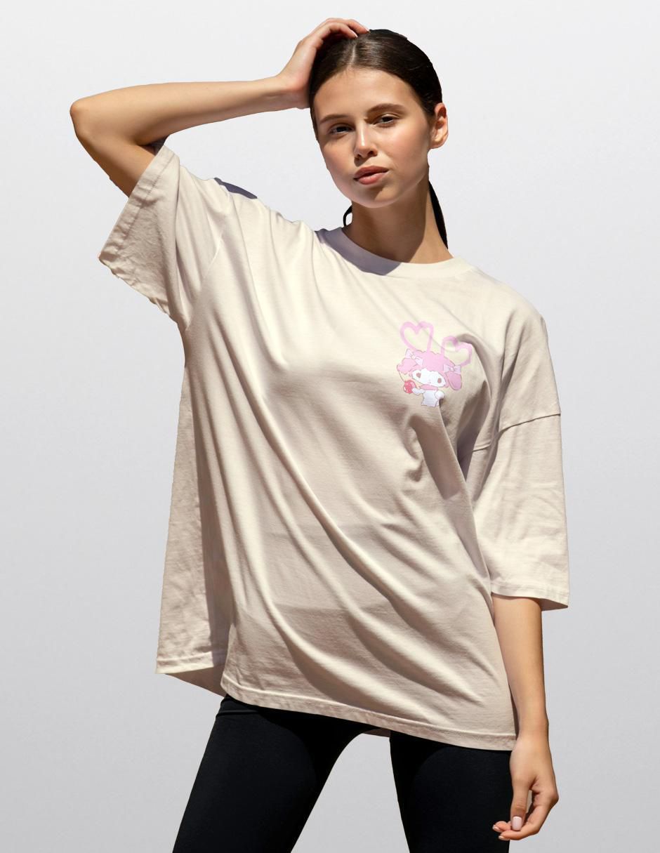 Playera manga corta cuello redondo para mujer