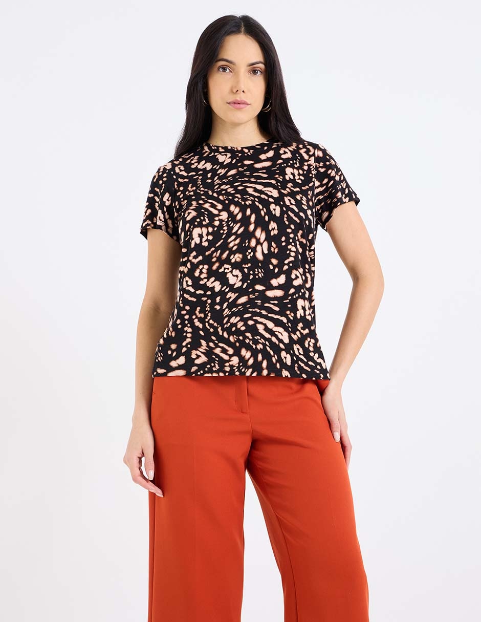 Playera manga corta cuello redondo para mujer