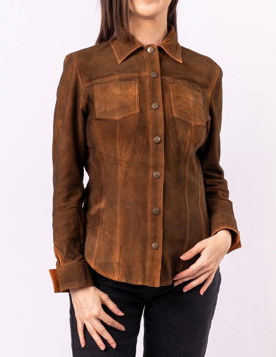 Camisa de piel manga larga para mujer