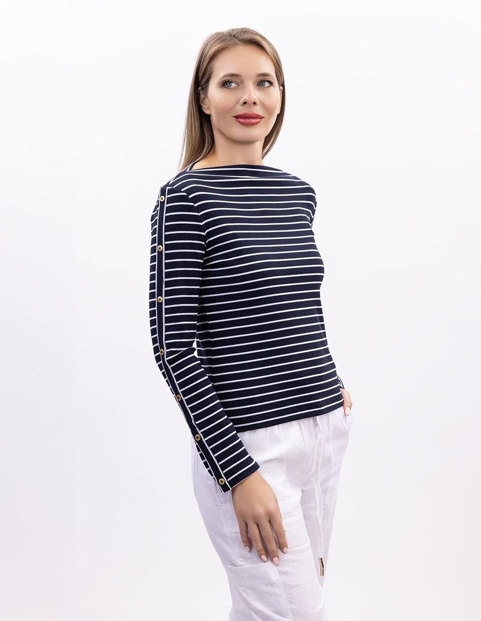 Playera manga larga cuello ojal para mujer 2