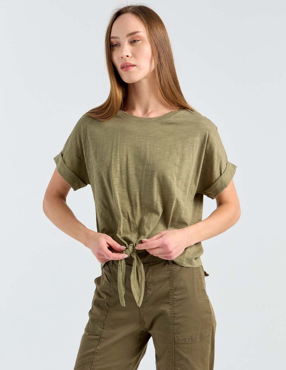 Playera manga corta cuello redondo para mujer