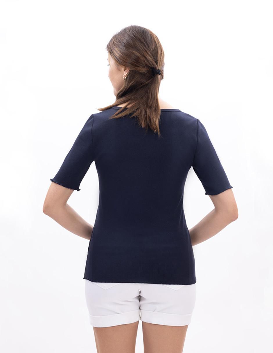 Playera manga al codo S25 cuello redondo para mujer 3