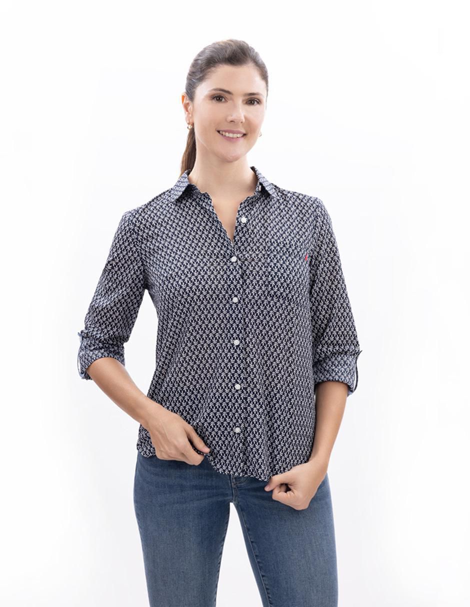 Camisa de algodón manga larga para mujer