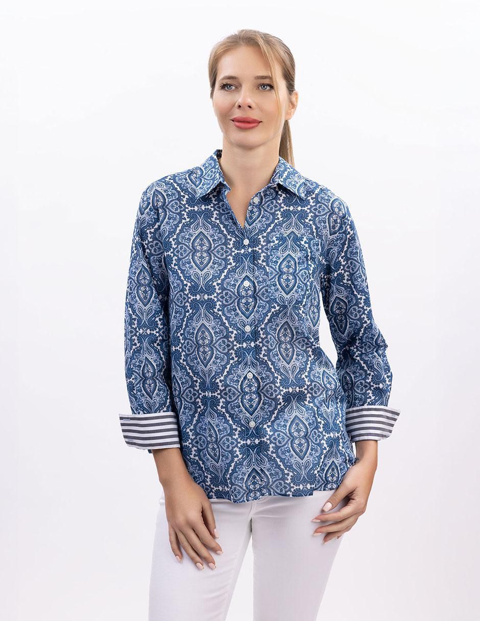 Camisa de algodón manga larga para mujer