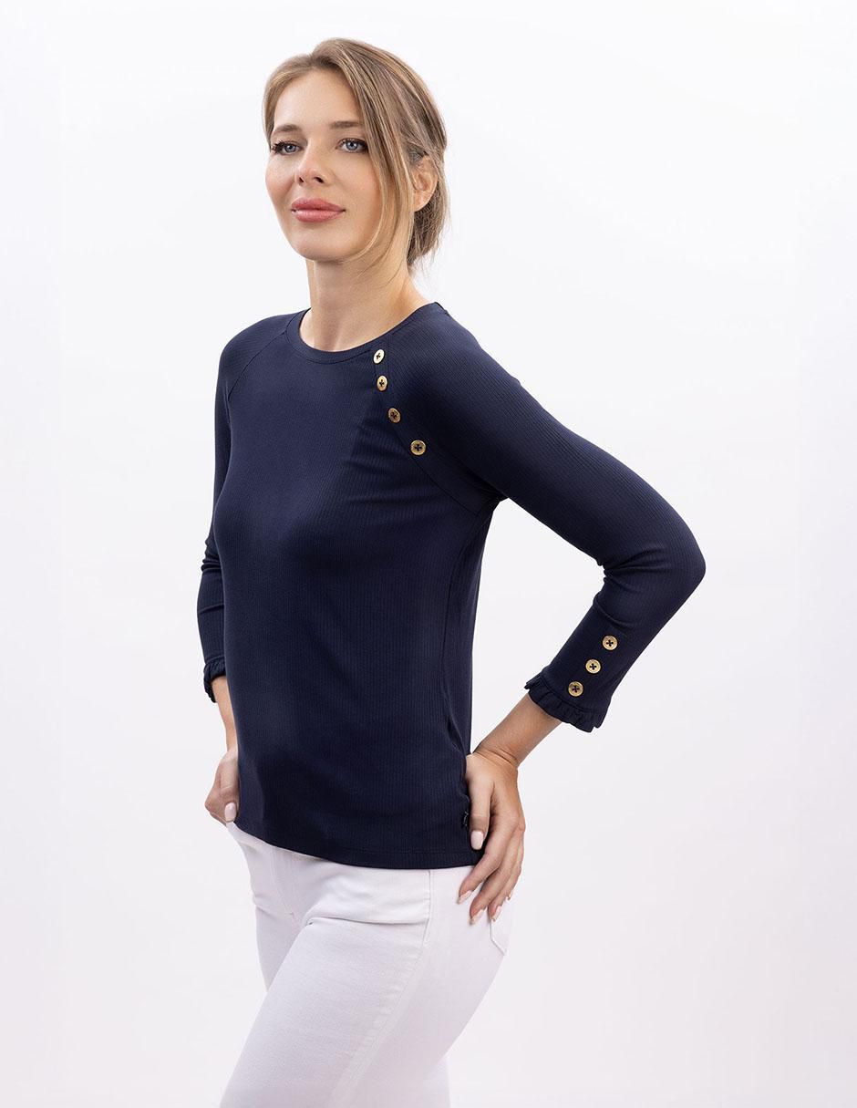Playera manga 3/4 cuello redondo para mujer 2