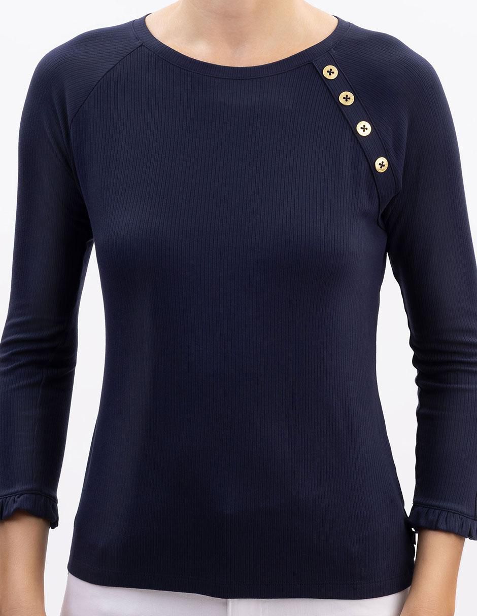 Playera manga 3/4 cuello redondo para mujer 4