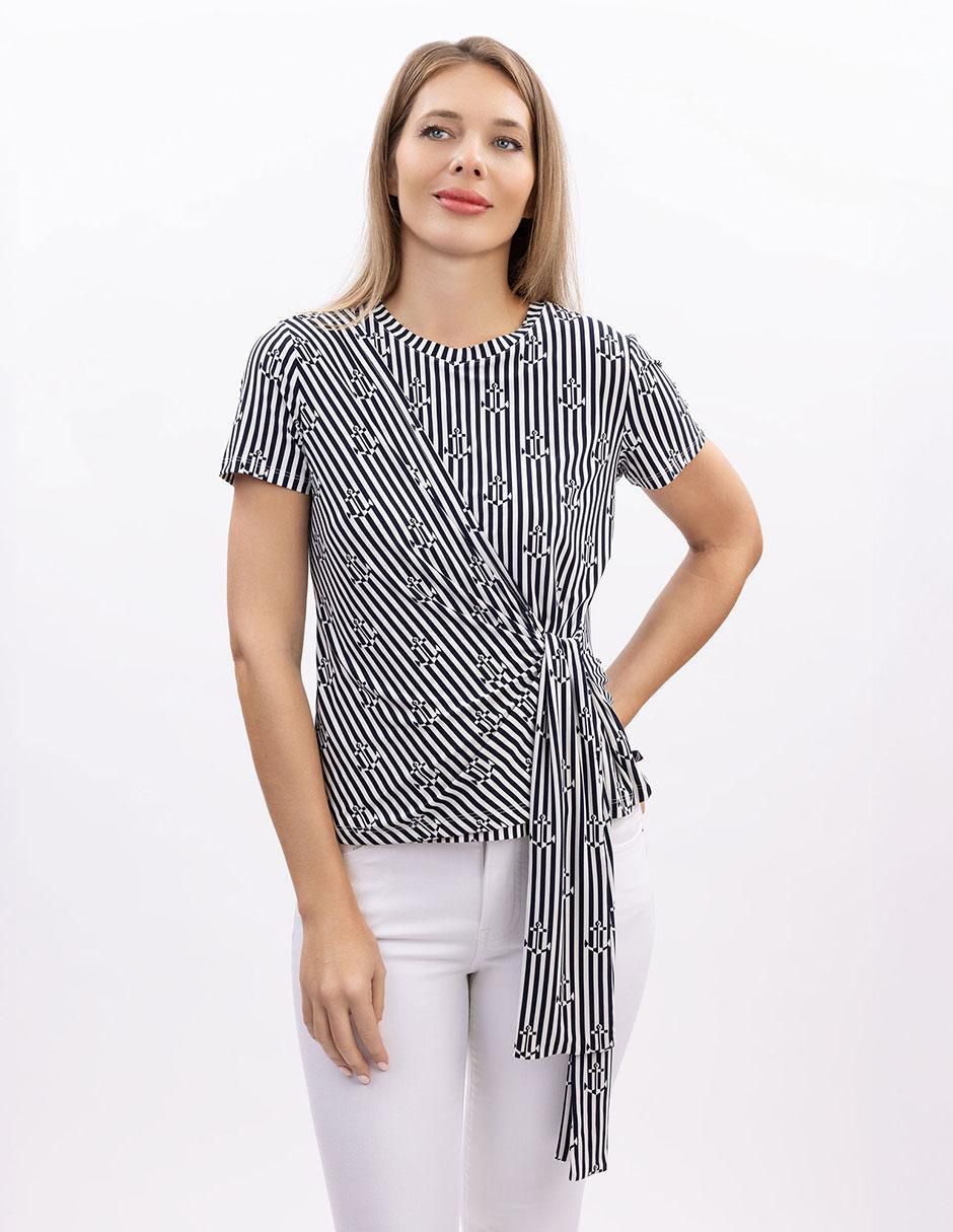 Blusa envolvente manga corta para mujer