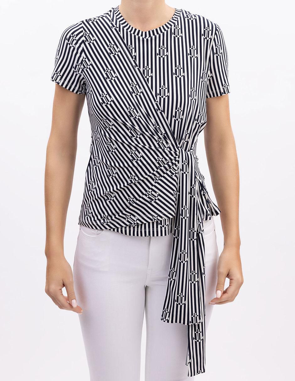 Blusa envolvente manga corta para mujer 4