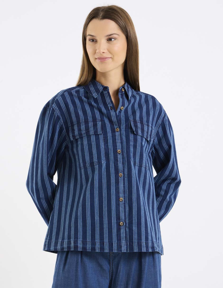Camisa de algodón manga larga para mujer