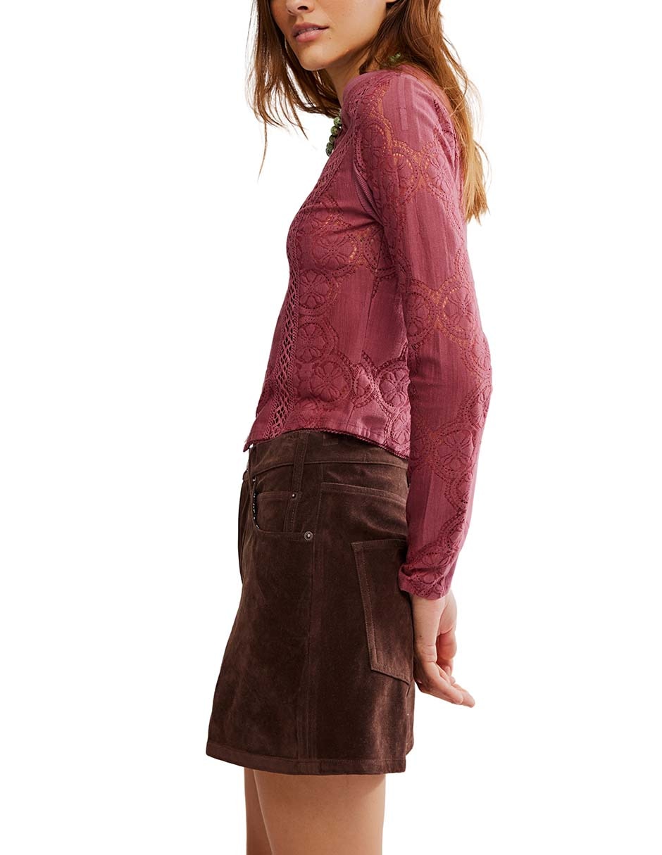 Blusa Free People manga larga para mujer 4