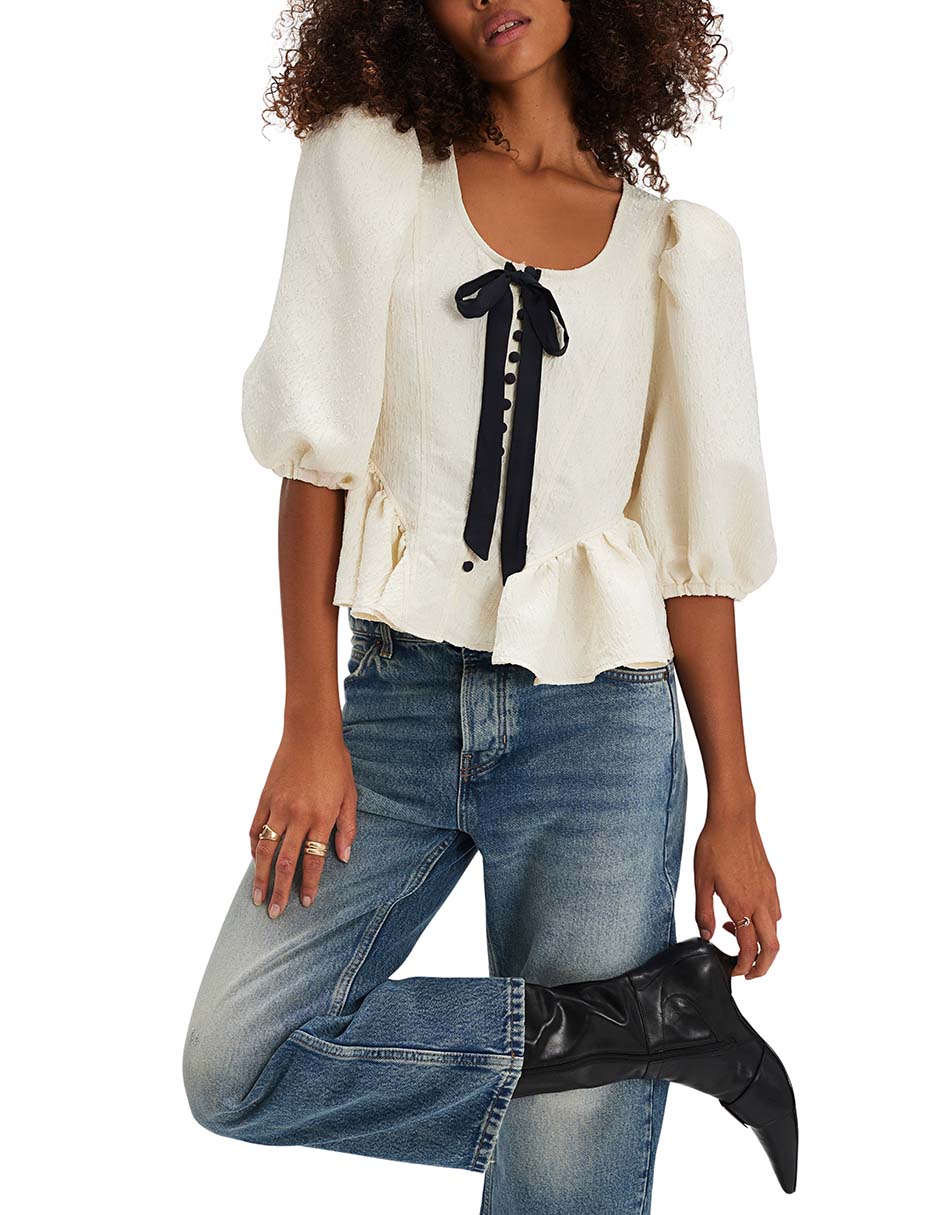 Blusa manga al codo para mujer