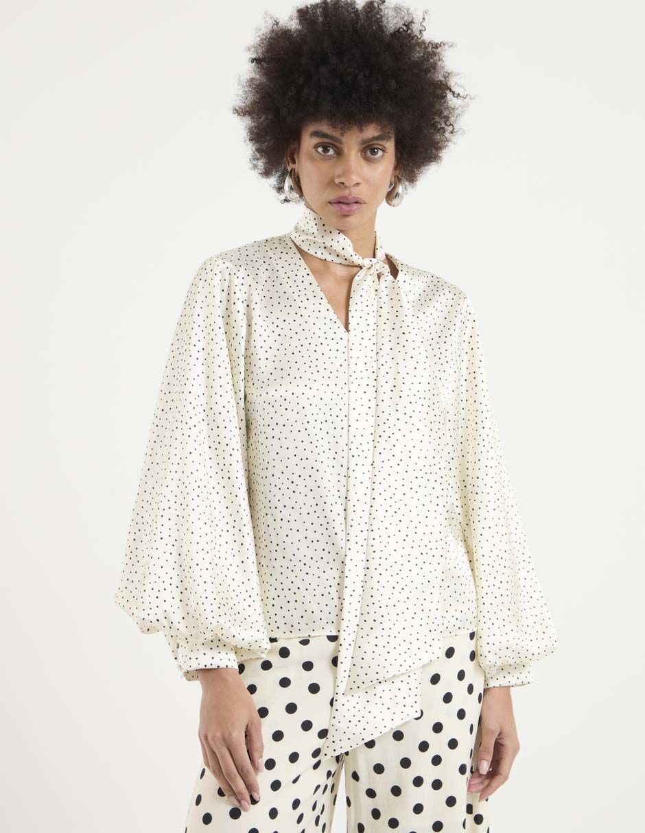 Blusa camisera manga larga para mujer