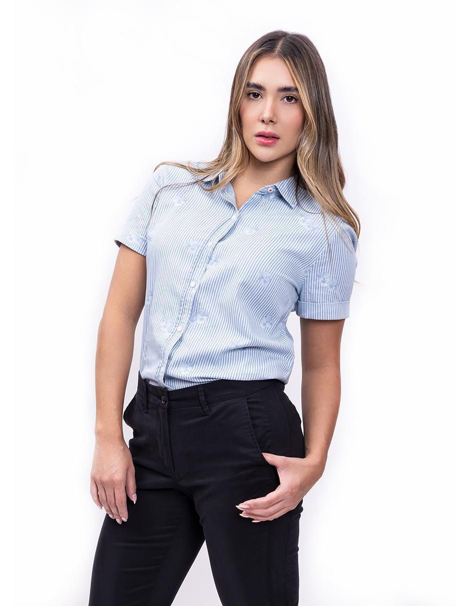 Camisa de algodón manga corta para mujer