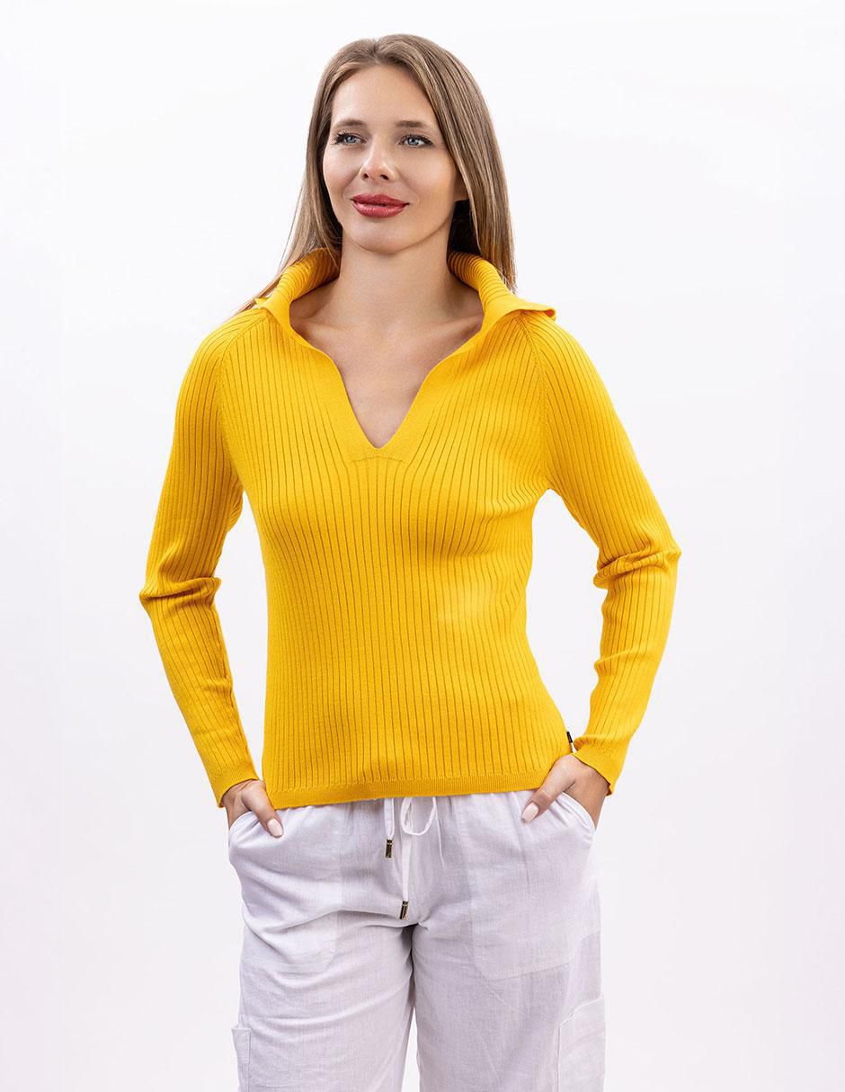 Suéter cuello V para mujer