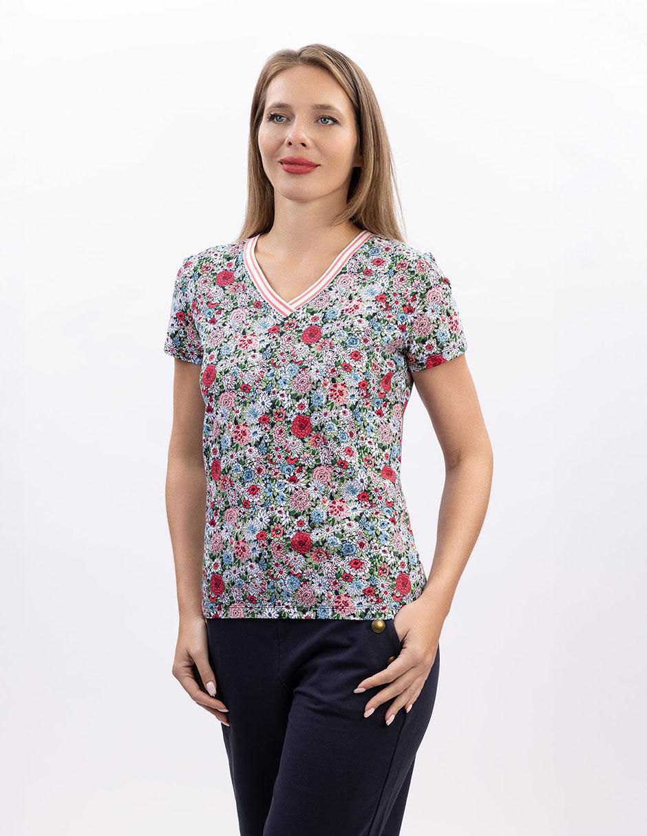 Playera manga corta cuello V para mujer 2